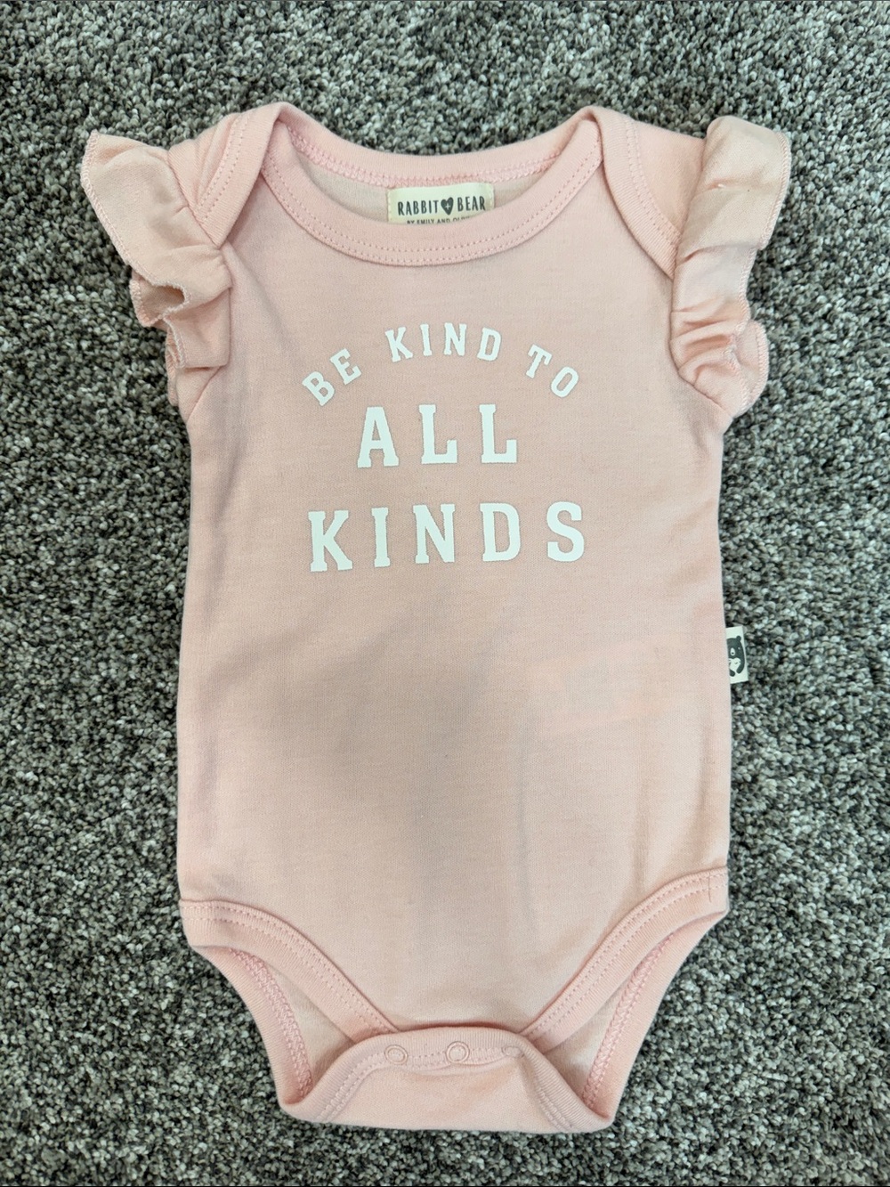 Rabbit & Bear Pink Ruffle-Sleeve One-Piece Onesie